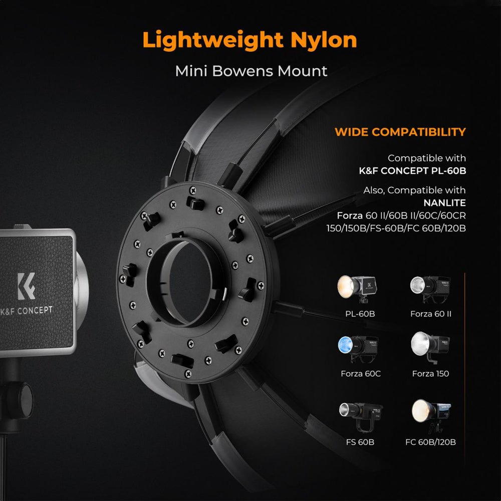 K&F Concept 40cm Mini Octagonal Softbox for PL-60B Bowens Mount COB Video Lights-KF18.0013 thumbnail 2