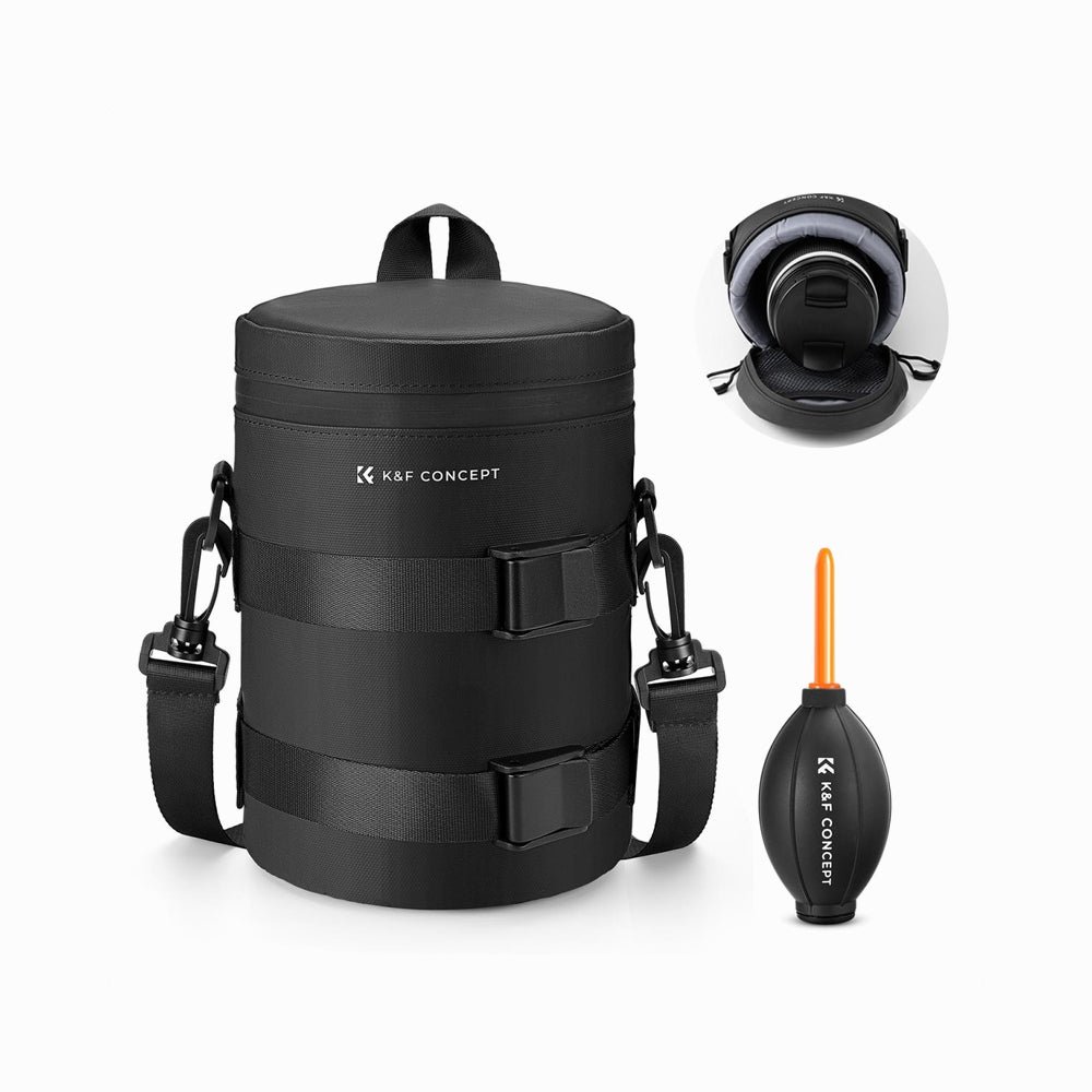 K&F Concept KF13.189 Camera Lens Pouch Case, Waterproof Zipper Lens Protective Bag, Camera Lens Carry Bag Fits Lenses Below 2.7x4.3 (D x H)