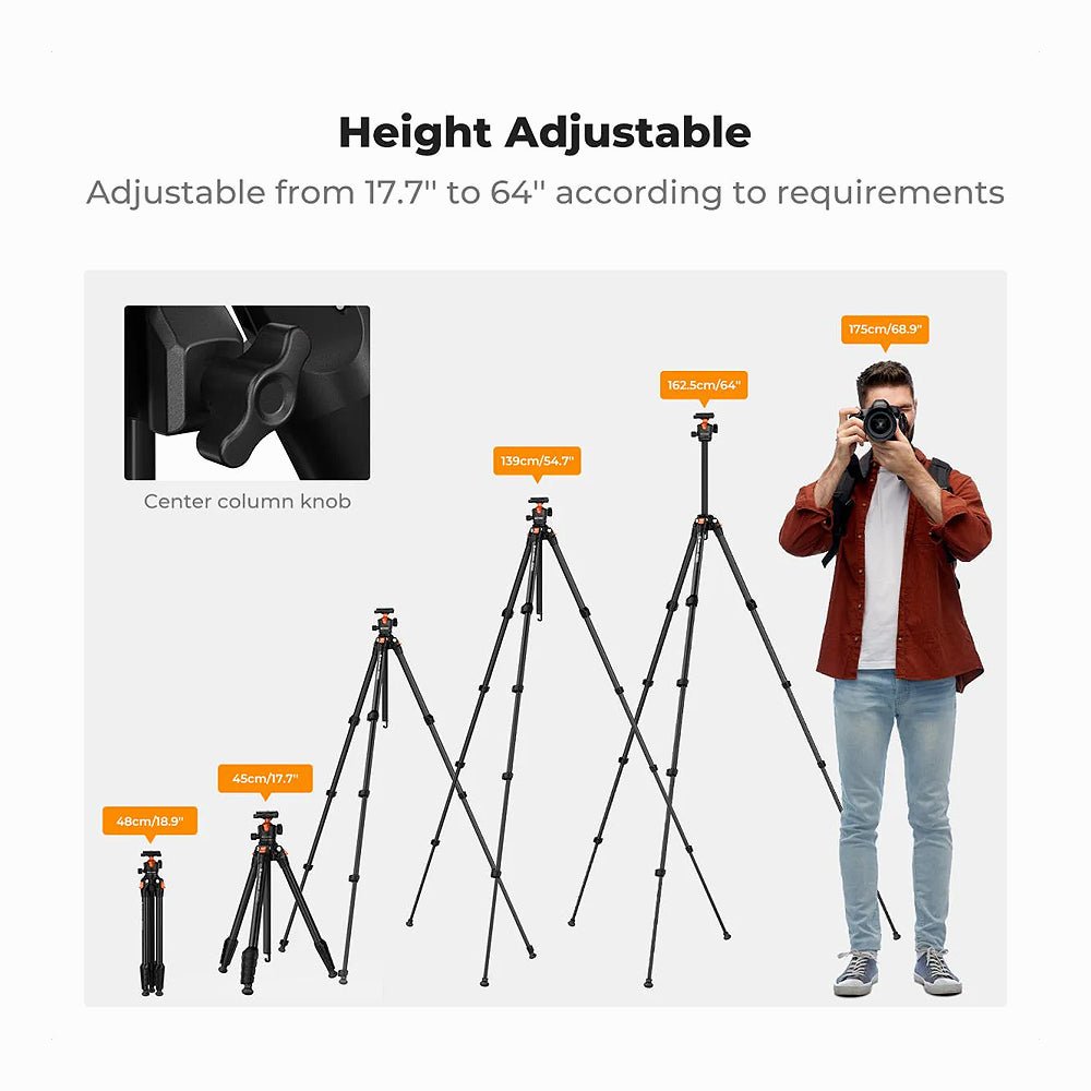 K&F Concept KF09.161 Lightweight Compact Camera Tripod O235A1+BH-40 thumbnail 2
