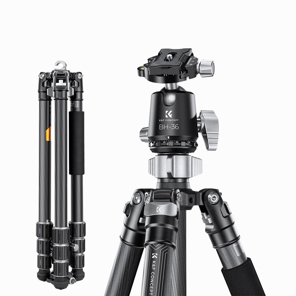 K&F Concept Carbon Fiber Tripod Capacity 16KG/35.2lbs with 36mm Metal Ball Head Load X284C4+BH-36 SKU: KF09.117