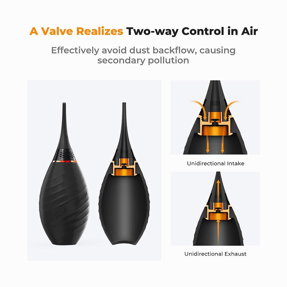 K&F Concept KF08.041 Air Blower, with Long Nozzle/Short Nozzle Switch Design, Single Air Intake Camera Lens Blower (BLACK) thumbnail 2