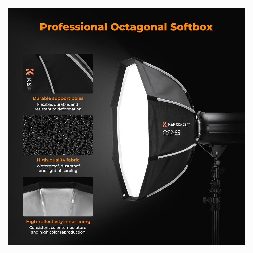 K&F CONCEPT Octagonal Softbox, 65cm Quick Release with Bowens Mount-KF18.0015 thumbnail 2
