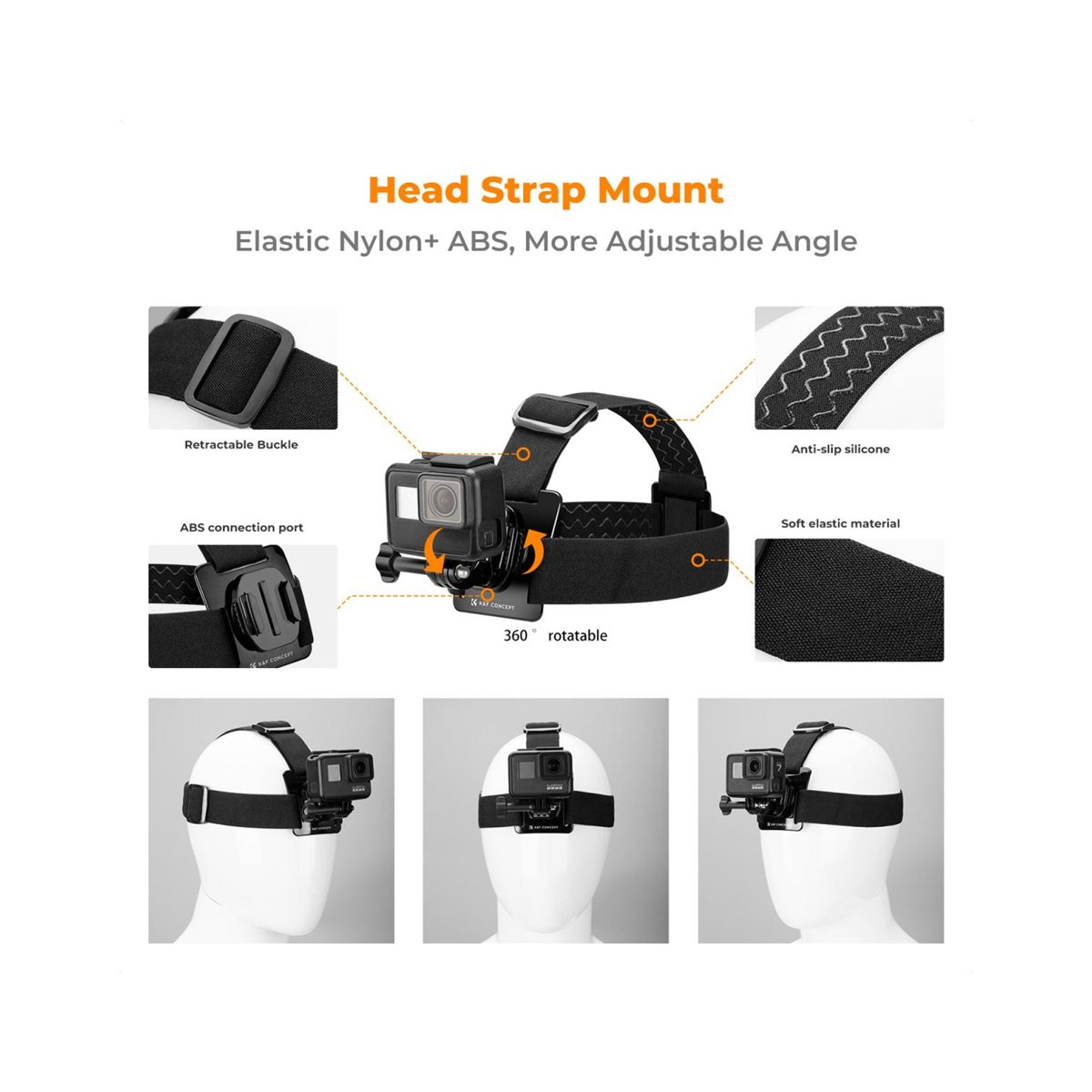K&F Concept SKU.2289 Head Strap & Chest Mount Accessories Set for GoPro / DJI Osmo / Insta360 Action Camera thumbnail 2