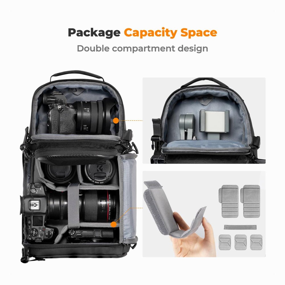 K&F Concept KF13.176Camera Sling Bag Crossbody Bag Hardshell Camera Shoulder Backpack-Carbon Black thumbnail 2