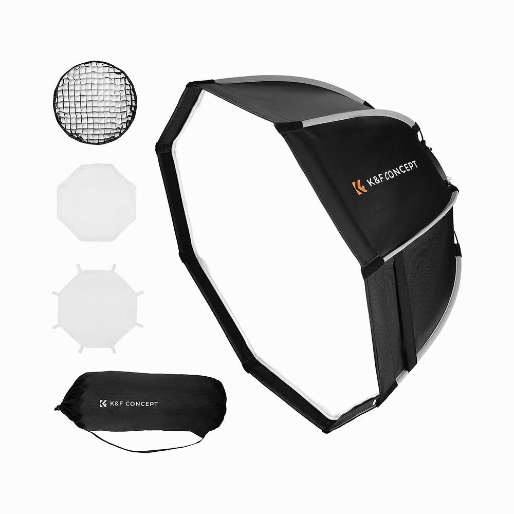 K&F Concept 65CM KF18.0007V1 Quick Release Bowens Mount Octagonal Softbox with Honeycomb Grid Light Diffusers & Carrying Bag (26âŗ/65cm)