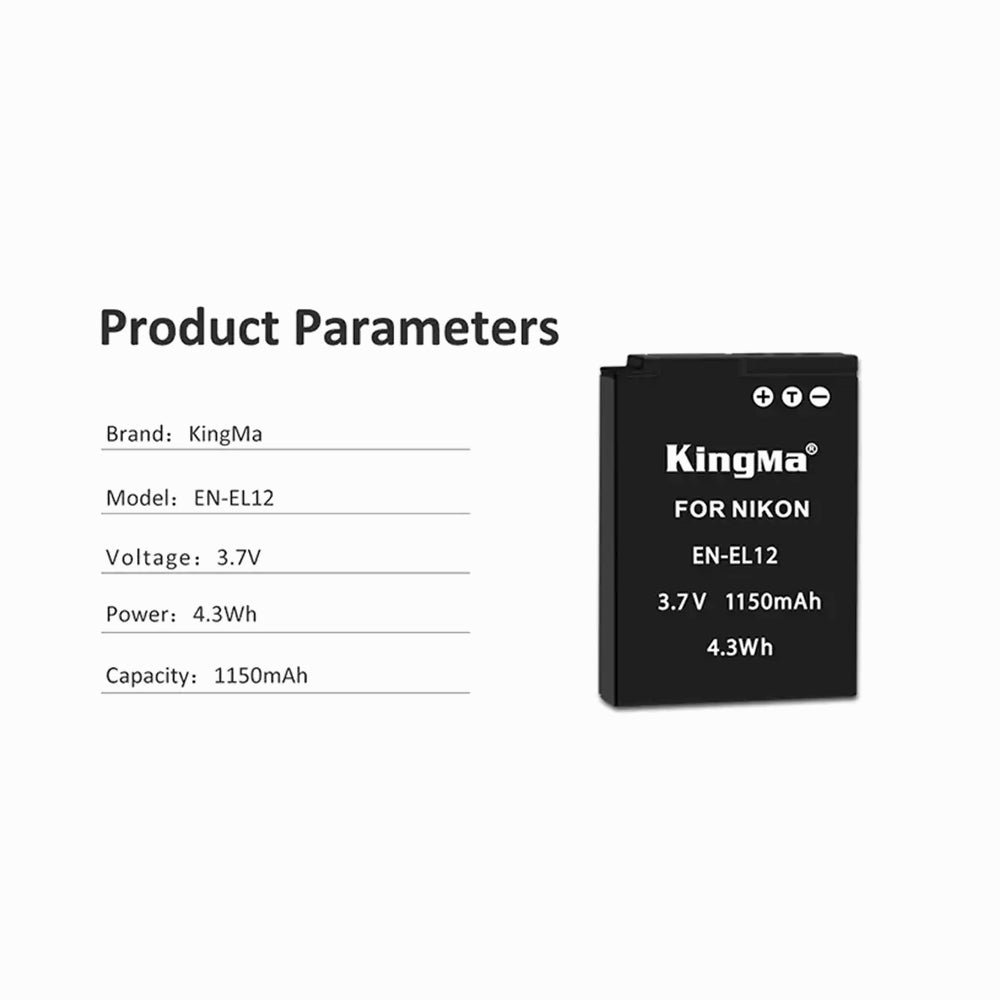 KingMa 1150mAh EN-EL12 Battery for Nikon thumbnail 2