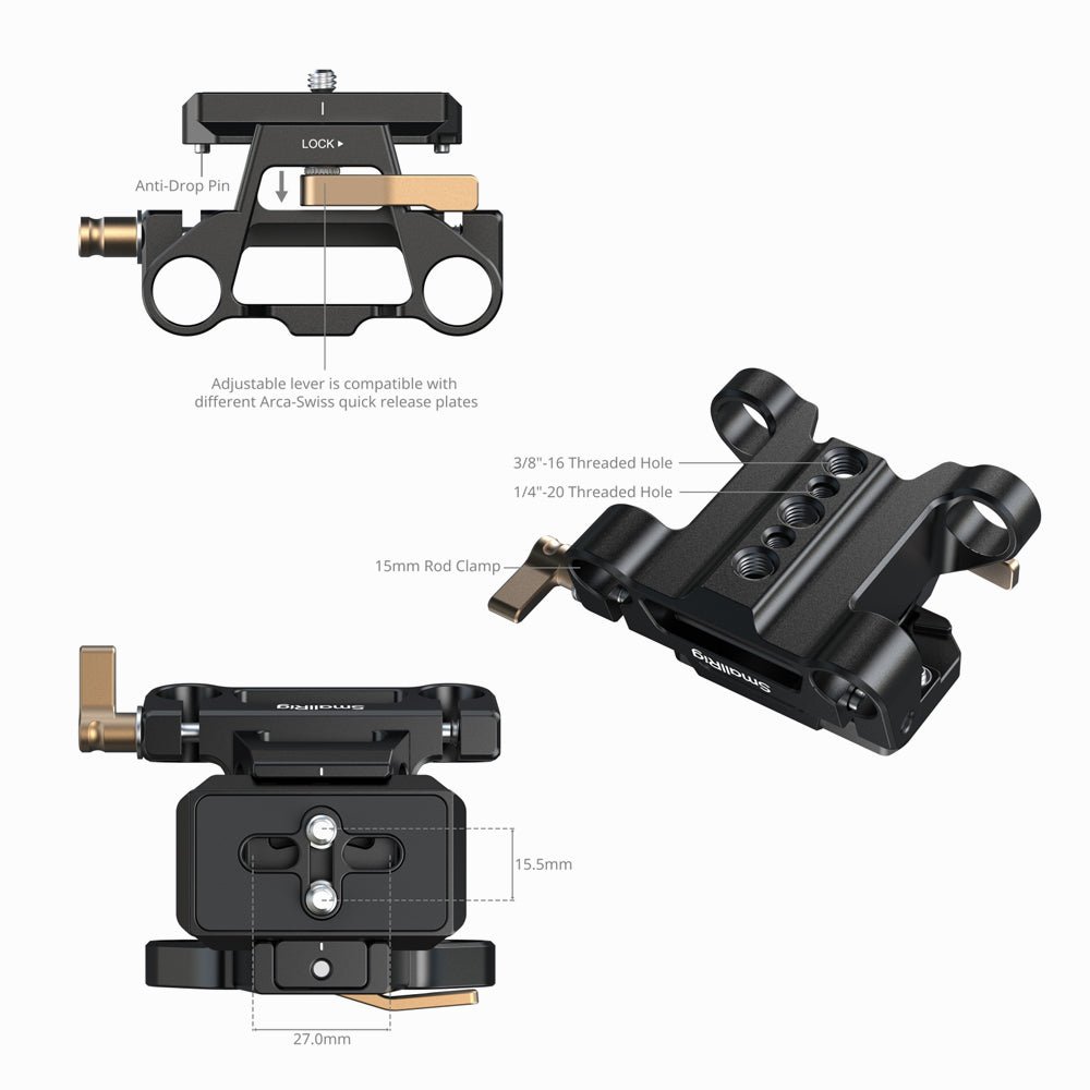 SmallRig Arca-Type Mount Plate Kit with 15mm Dual Rod Clamp 5365 thumbnail 2