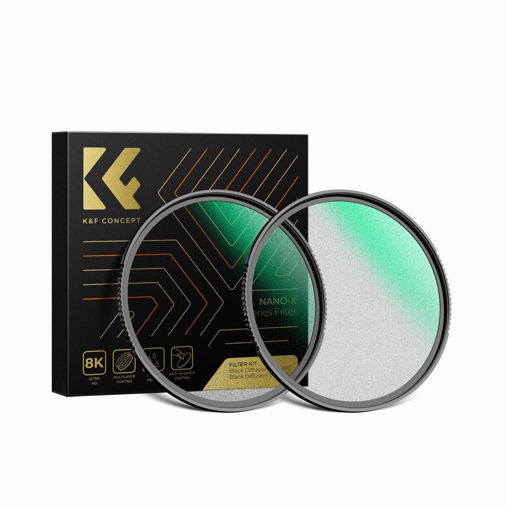 K&F Concept 82mm Black Diffusion Pro-Mist 1/4 + 1/8 Filter Kit Cinematic Effect Filter for Vlog/Video/Portrait Image with 28 Multi-Layer Coa