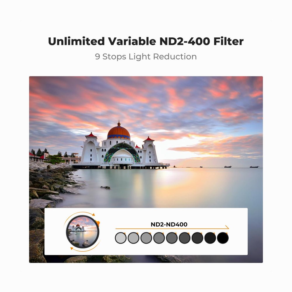 K&F Concept 82mm Variable ND Filter ND2-400 (1-9 Stop) Lens Filter Nano-Xcel Series (KF01.1466) thumbnail 2