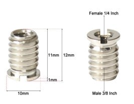 1/4 inch to 3/8 inch threaded adapter (1 piece), 1/4" to 3/8" - length 12 mm (CS092) image 1