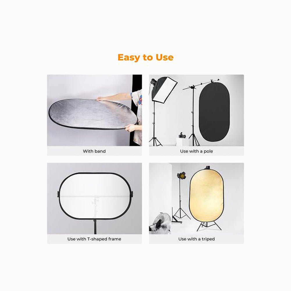 ZEGO 60 x 90cm Collapsible 5-in-1 Reflector Disc Gold, Silver, White, Translucent, thumbnail 2