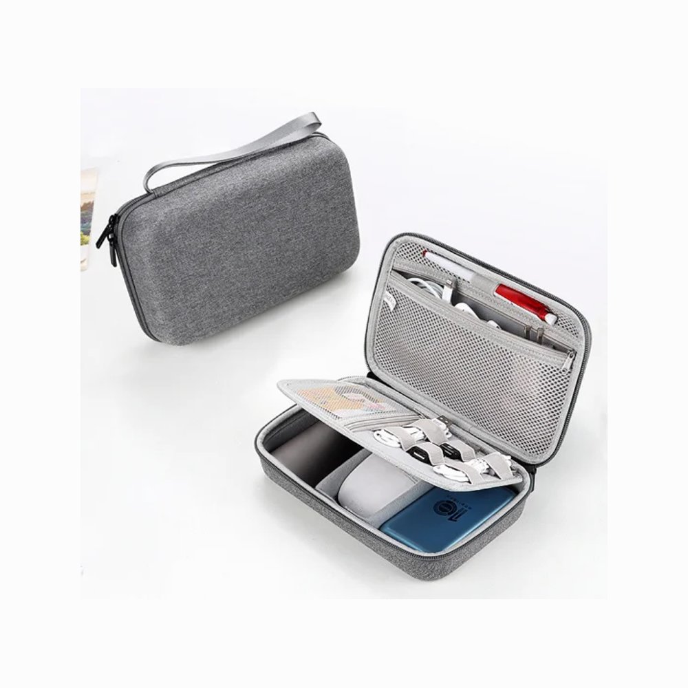 USAMS US-ZB263 EVA Hard Shell Power Bank Carrying Case Cable U-Disk Charger Storage Bag - Grey thumbnail 2