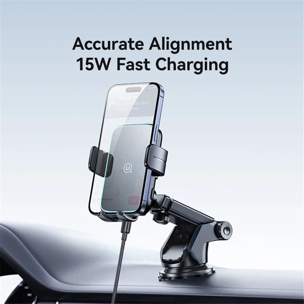 USAMS CD229 Wireless Car Charger Phone Mount Dashboard / Windshield Cell Phone Holder with Suction Cup thumbnail 2