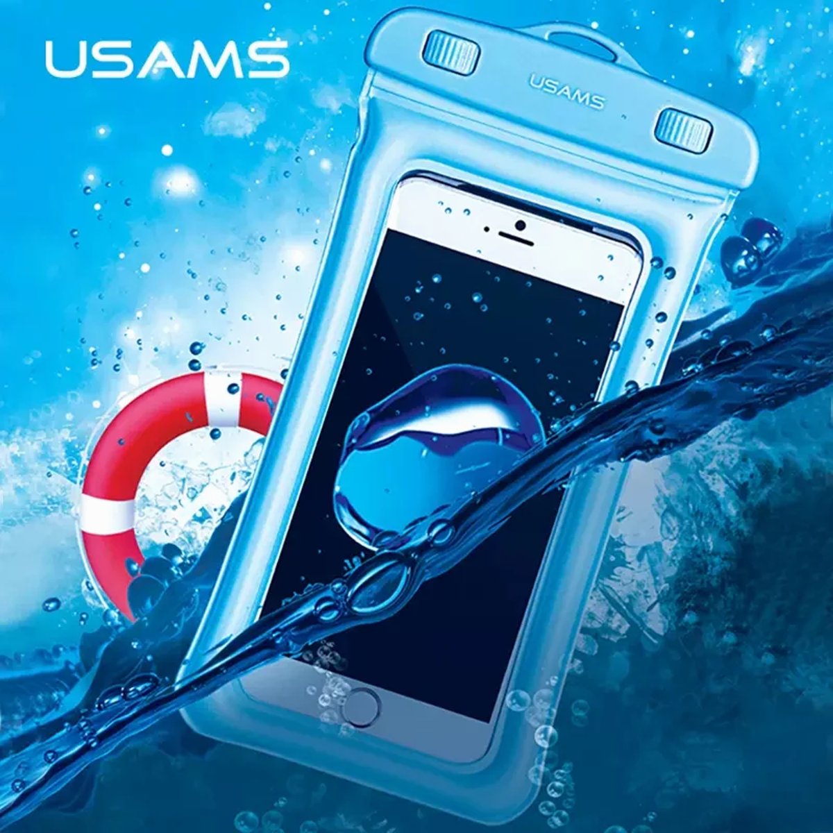 USAMS YD011 Waterproof Case Dry Bag IPX8 10m Underwater Phone Protector with Lanyard - Blue thumbnail 2