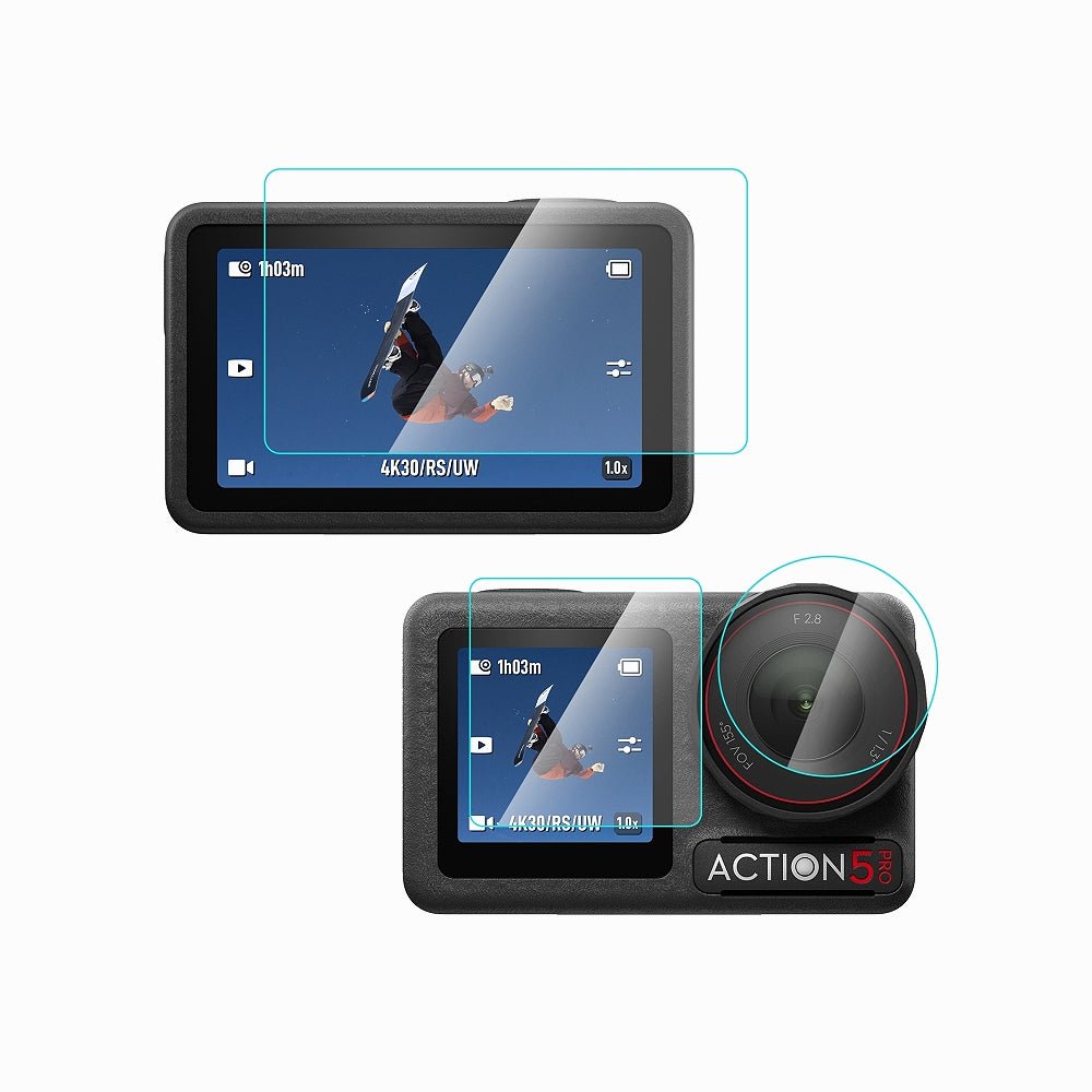 TELESIN Tempered Film Kit for DJI Osmo Action 5 Pro (S6-FLM-13-TDJ)
