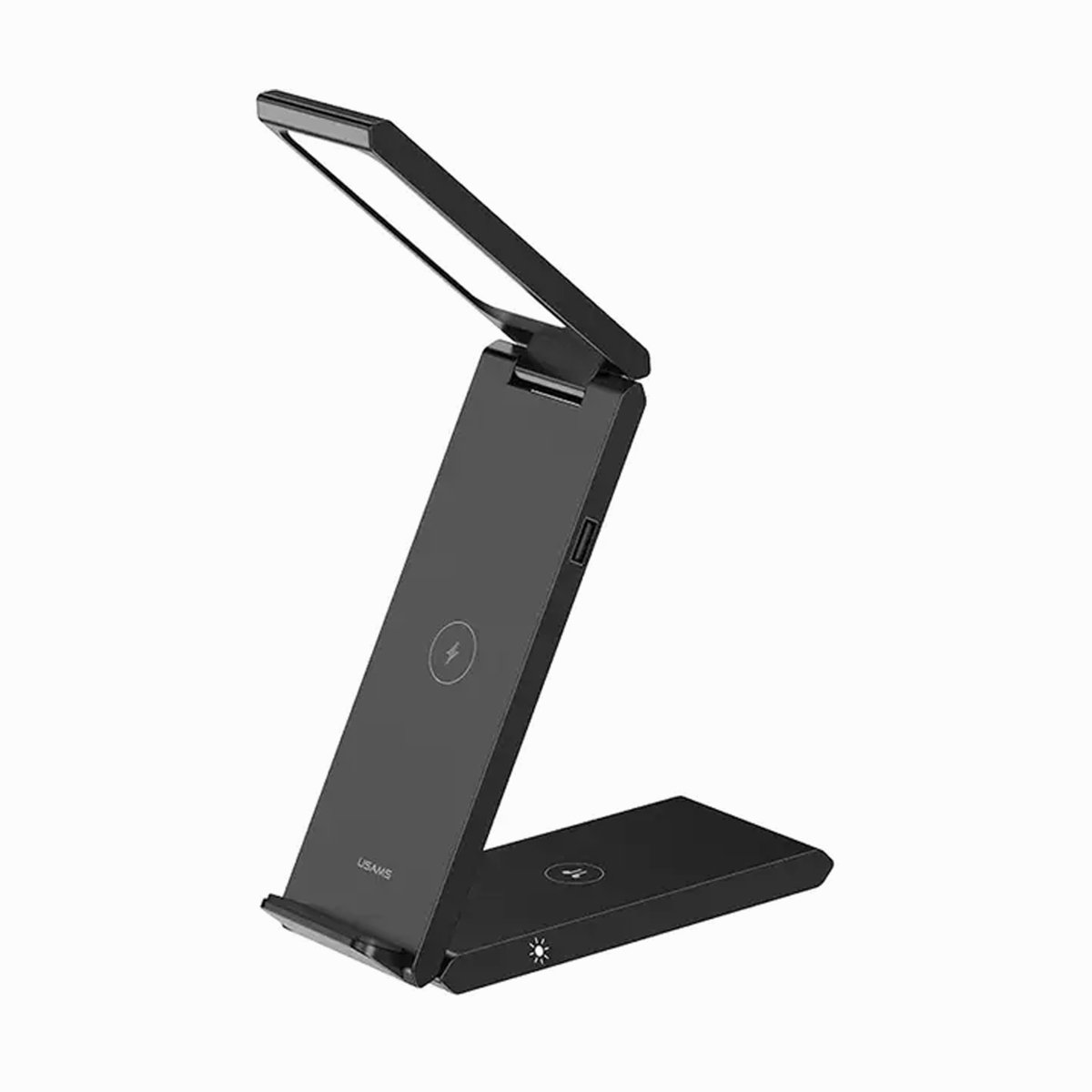 USAMS 3-IN-1 FOLDABLE WIRELESS CHARGING STATION / LAMP - BLACK thumbnail 2