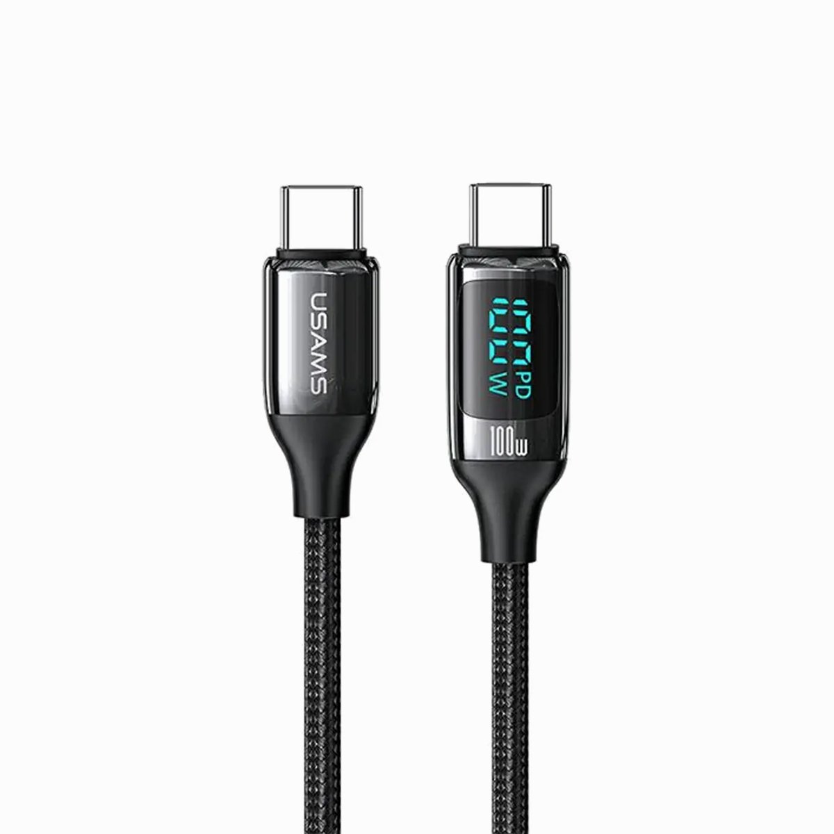 USAMS 1.2-Meter Type-C to Type-C 100W Digital Display PD Fast Braided Charging & Data Cable image 1