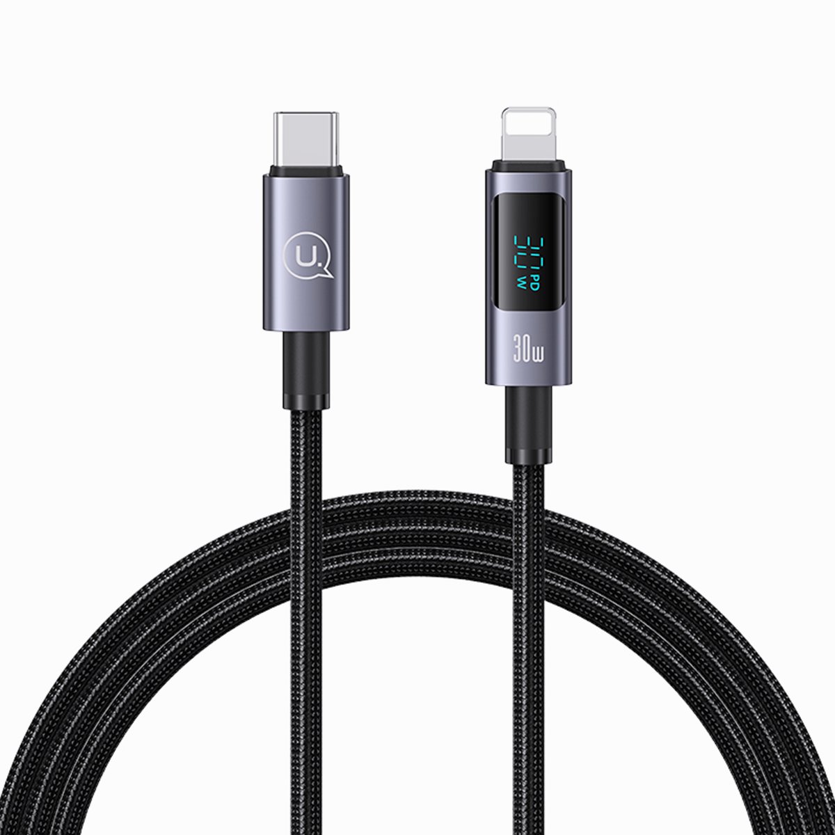 USAMS US-SJ672 Type C To Lightning 30W Aluminum Alloy Digital Display Fast Charging Cable image 1