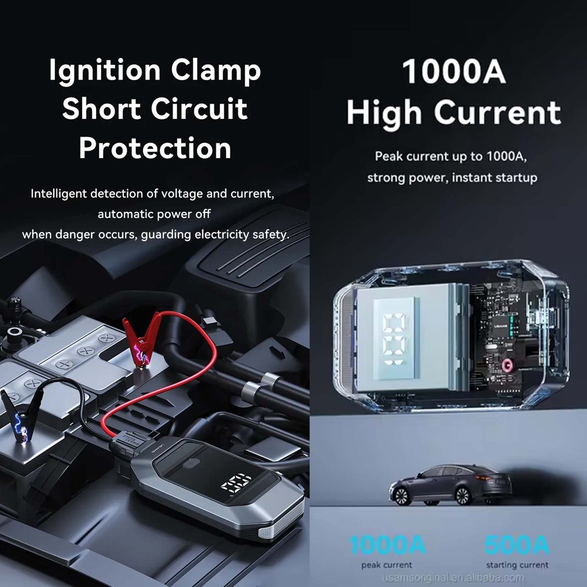 USAMS Powerbank JUMP Starter 8000mAh LED 500A USZB284 thumbnail 2