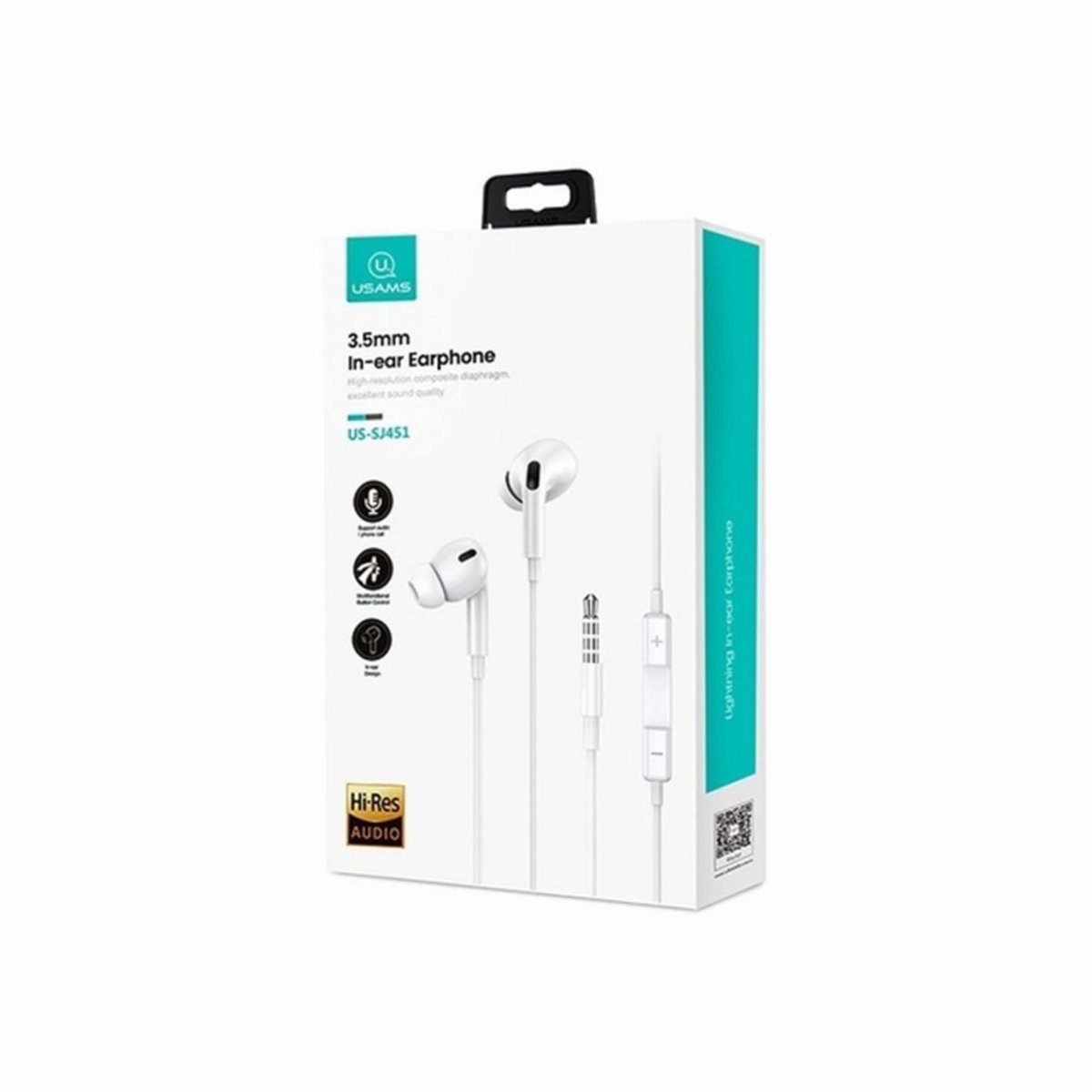 USAMS Stereo Headphones EP-41 3.5mm white/white SJ451HS01 thumbnail 2