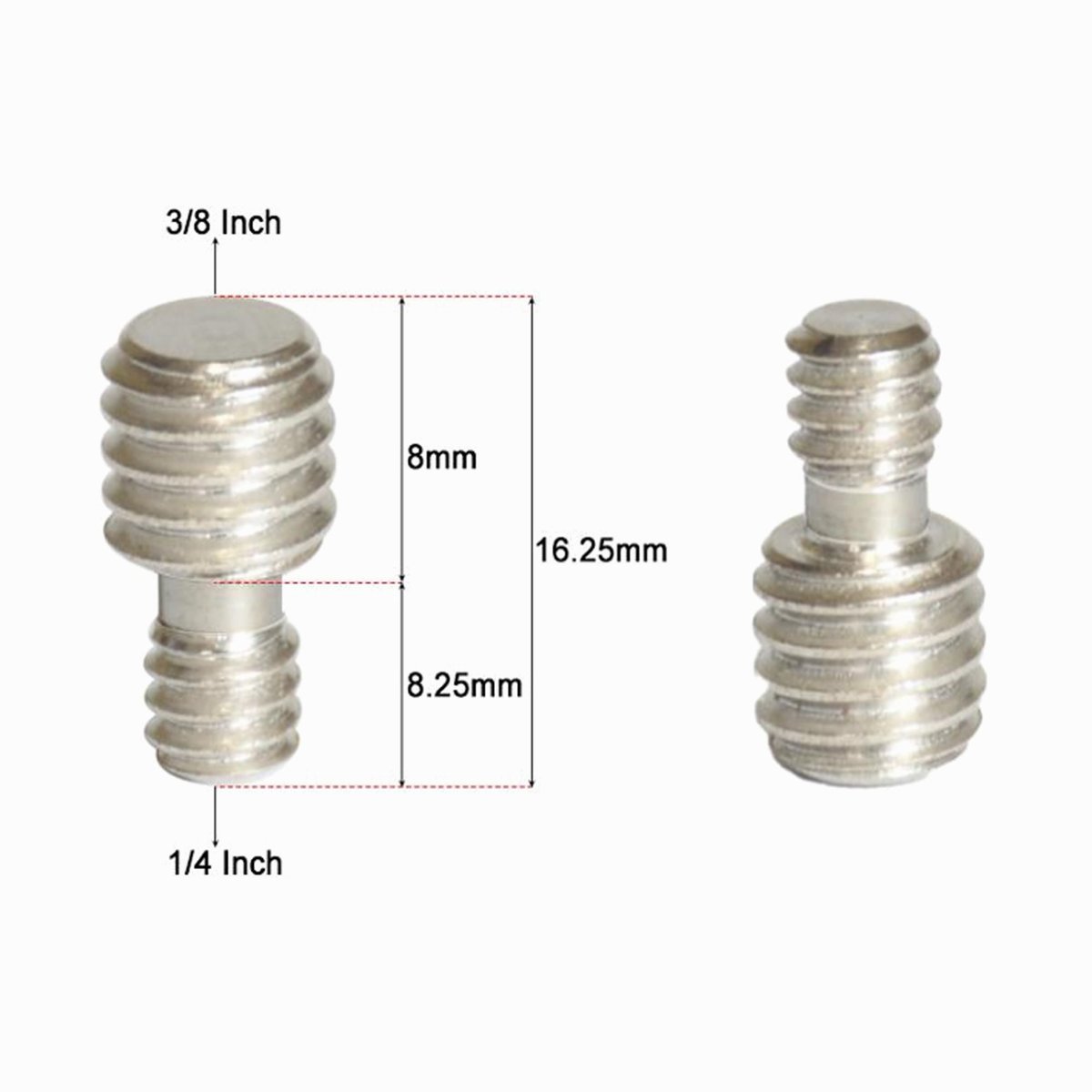 Male 3/8" - Male 1/4" Tripod Inch Adapter Screw Metal CS081 image 1