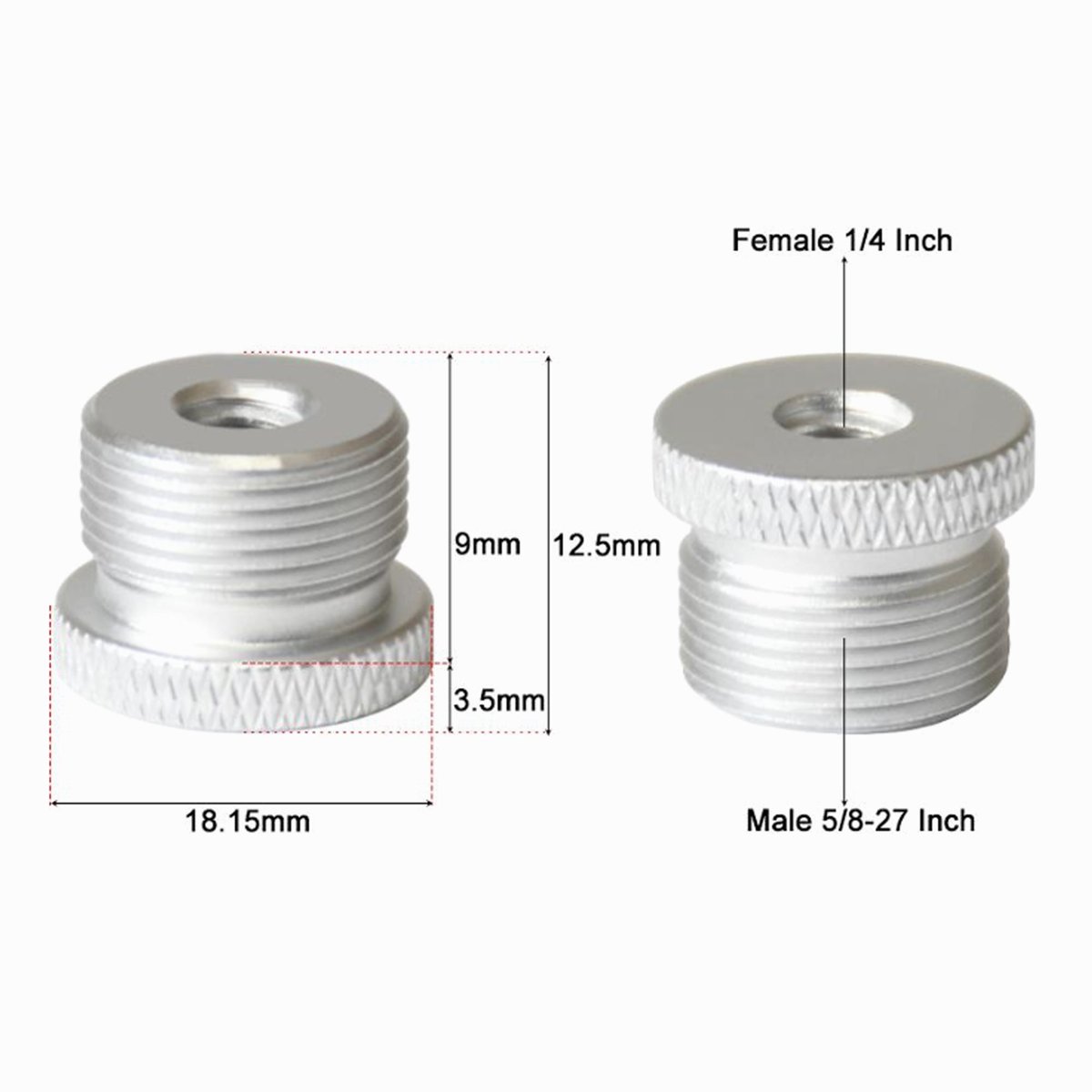 Female 1/4" - Male 5/8"-27 Tripod Inch Adapter Screw Aluminum Collar CS097 image 1