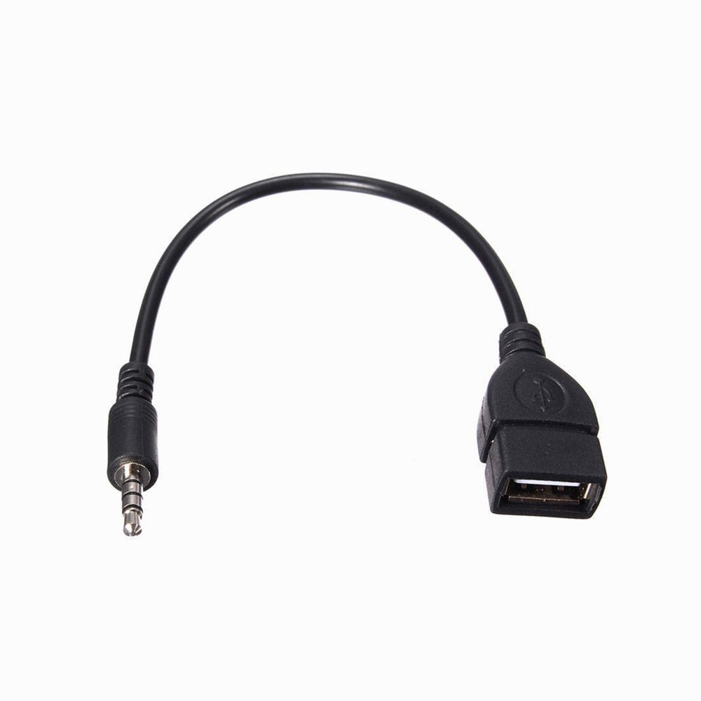USB Female to AUX 3.5mm Male Jack Plug Audio Data Charge Cable Black image 1