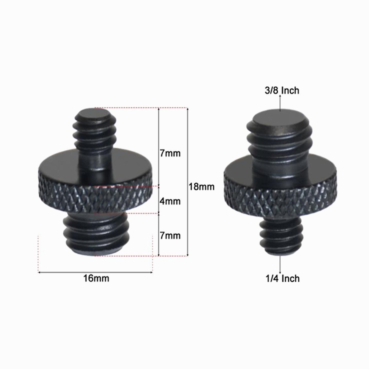 Double Headed Adapter Screw 1/4" Male To 1/4" Or 3/8" Male Threaded Adaptor CS057 image 1