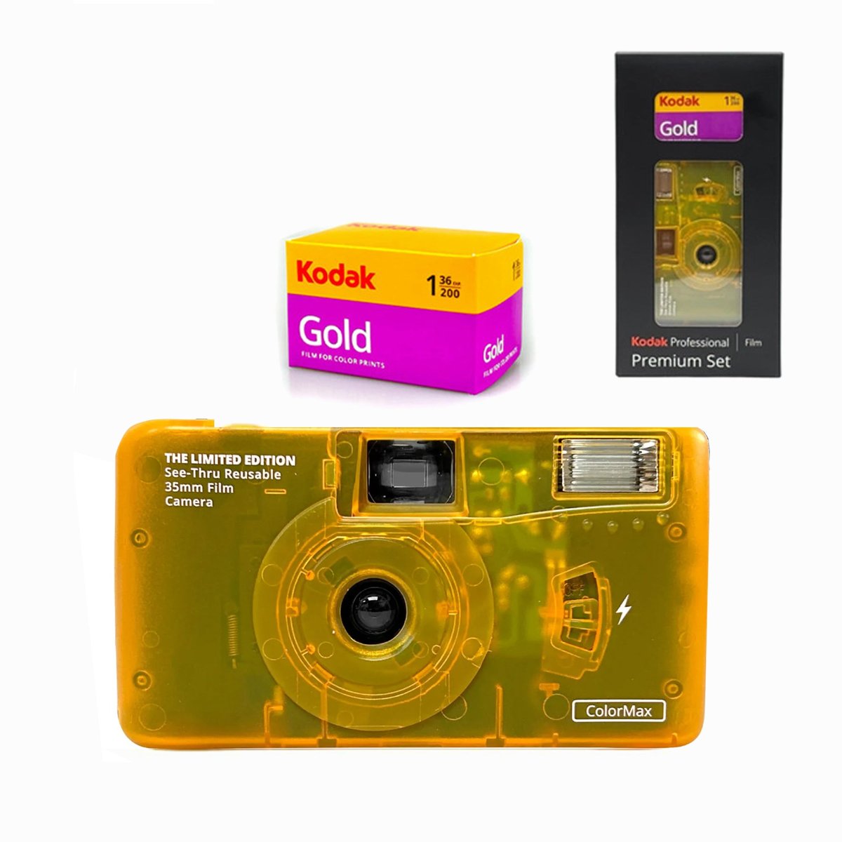 Kodak Professional Premium Set (Yellow) (ColorMax Reusable Film Camera & Film)