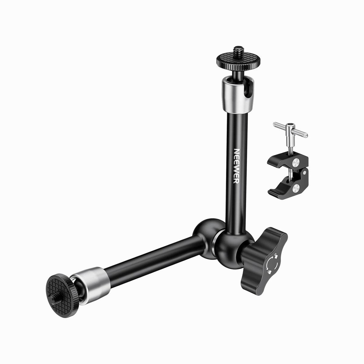 NEEWER 11-inch Articulating Magic Arm Clamp Mount with Super Clamp, Camera Monitor Mount with 1/4" 3/8" ARRI Locating Pins & Holes for DSLR