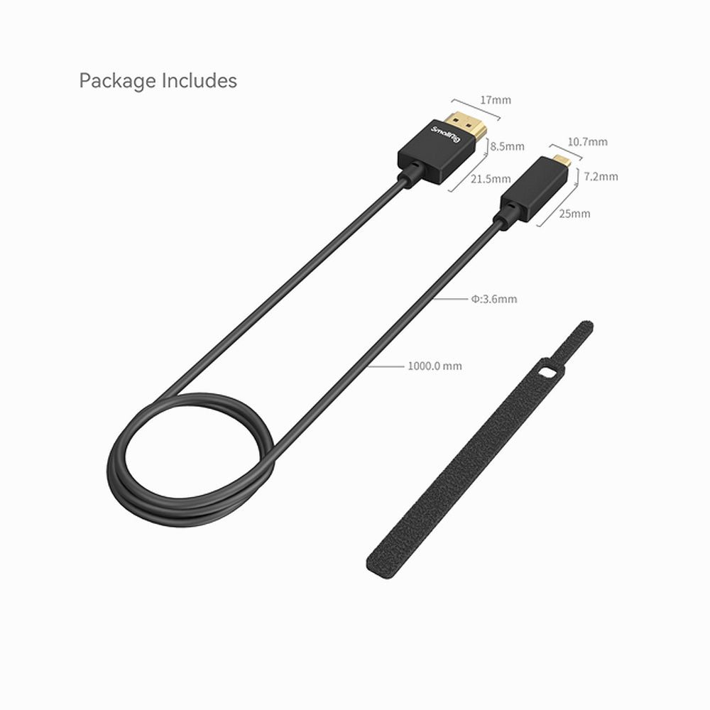 SmallRig Ultra-Slim 4K Micro HDMI to Full HDMI Data Cable (D to A) (100cm) 4795 thumbnail 2