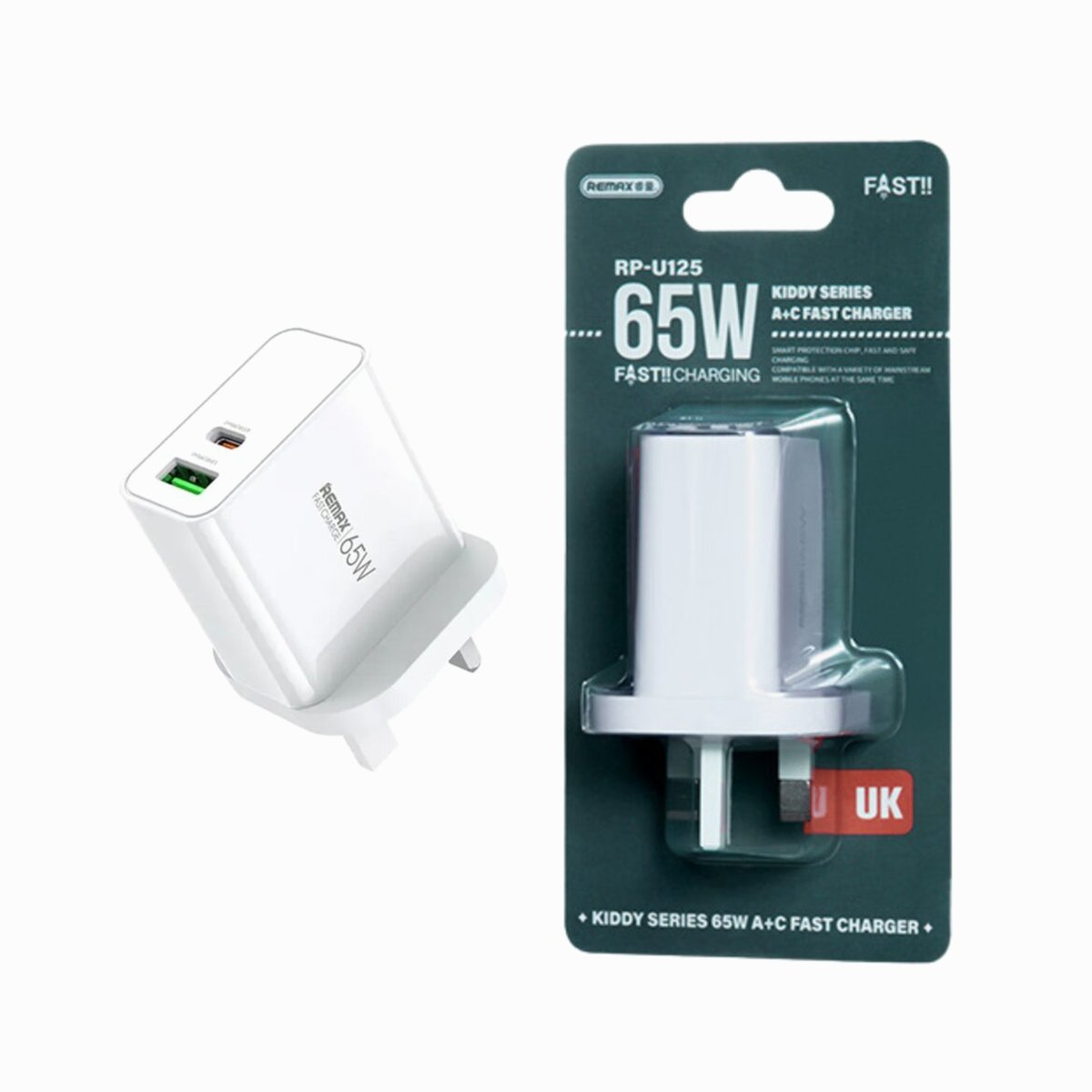 REMAX RP-U125 65W GaN Fast Charger (USB & Type-C) thumbnail 2