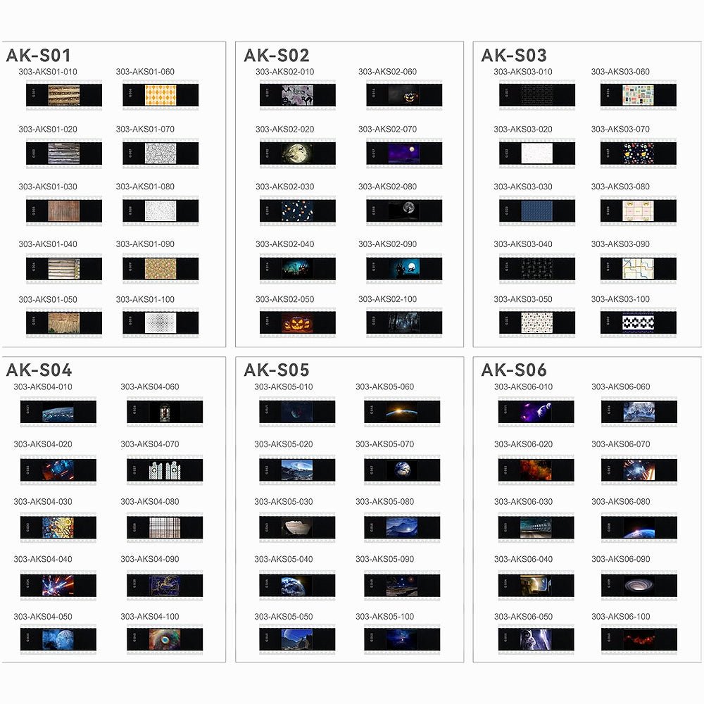 Godox AK-S Full Slide Kit (60PCS) with Assorted Unique Filters Designs for AK-R21 Projection Attachment and Camera Flash
