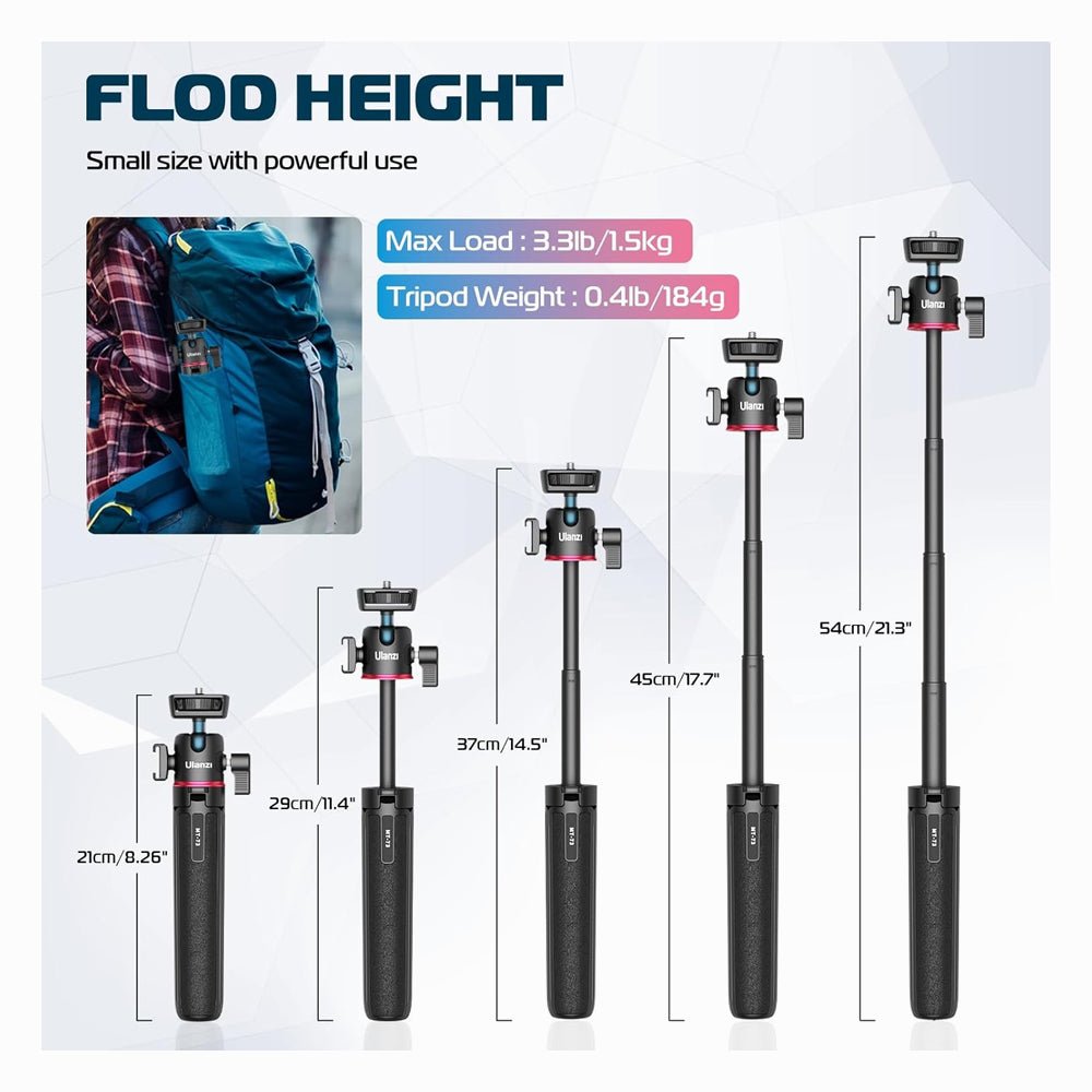 Ulanzi MT-73 Portable Mini Camera Tripod with Retractable Selfie Stick for Camera Phone 55cm thumbnail 2