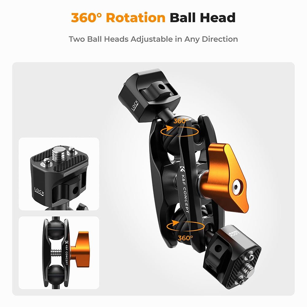 K&F Concept Magic Arm 1/4" Screw with Dual Ball Heads Ms14(KF31.082) thumbnail 2