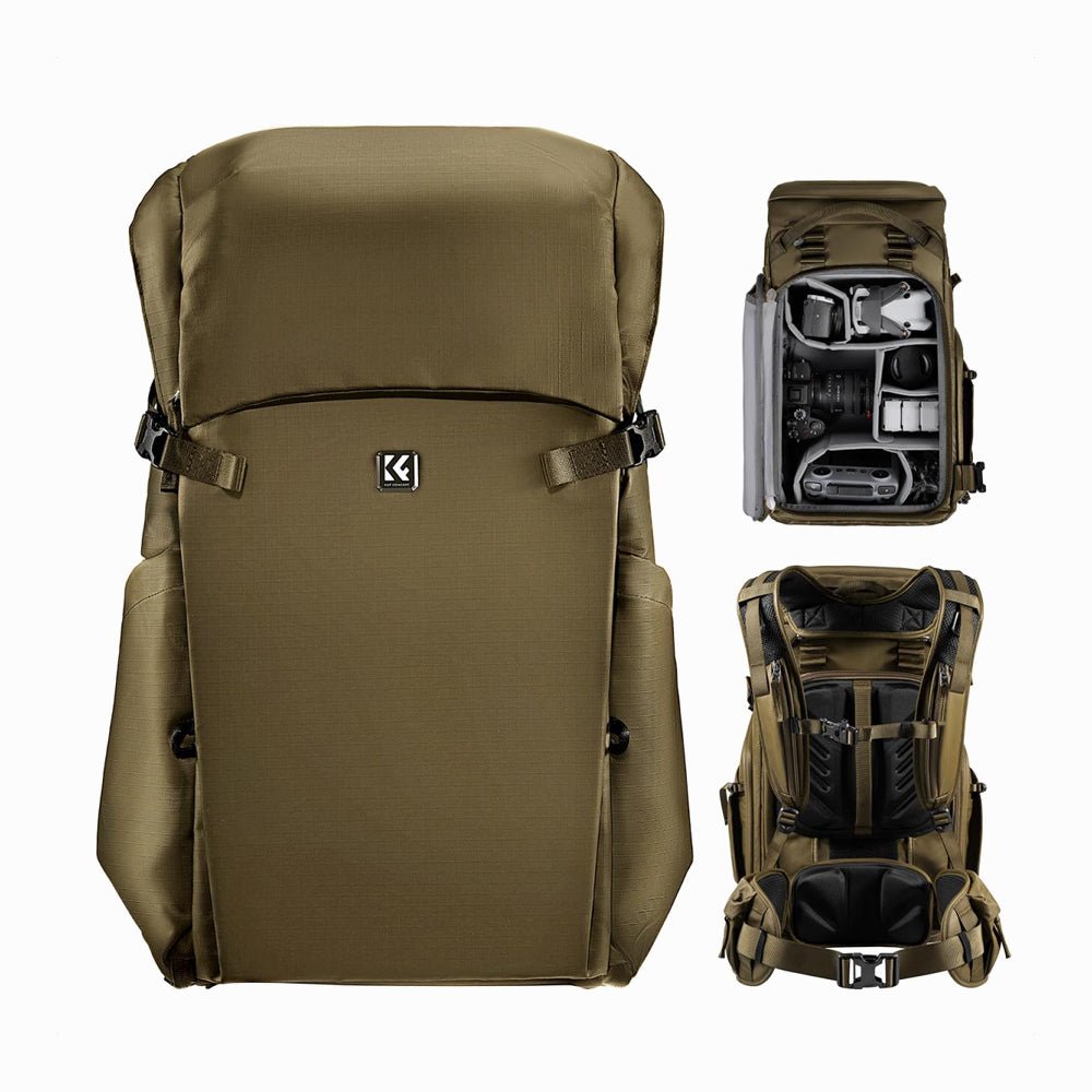 K&F Concept 30L Camera Backpack Adjustable Straps â Fits 15" Laptop, Camera Gear Gold Color (KF13.206)
