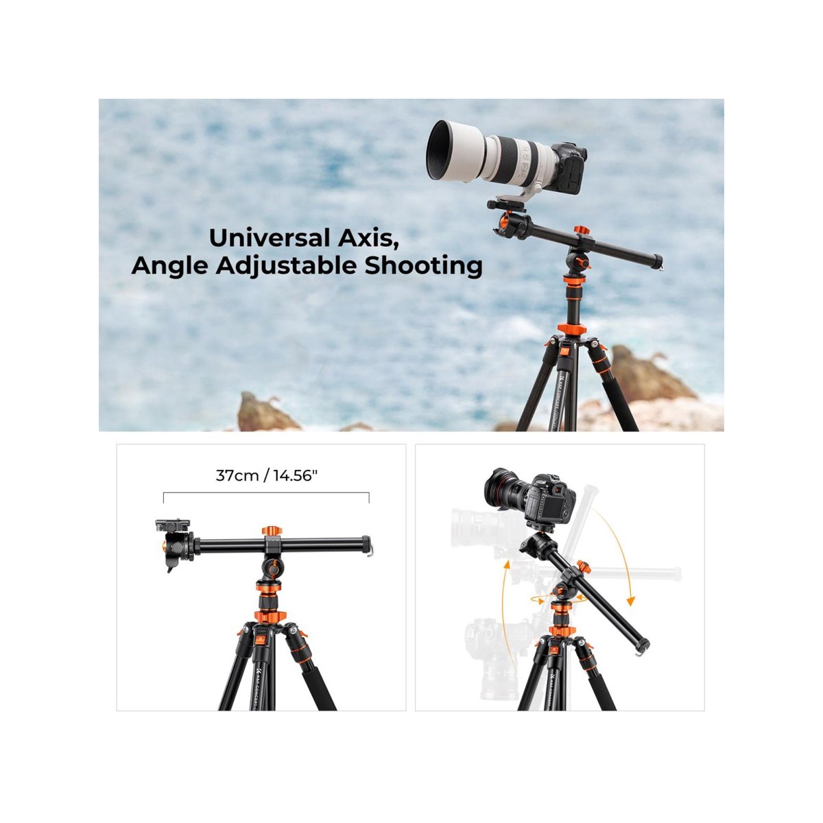 K&F CONCEPT K234A7 Aluminum Tripod + BH-28L Ball Head + S210 Cross Column (KF09.087V6) thumbnail 2