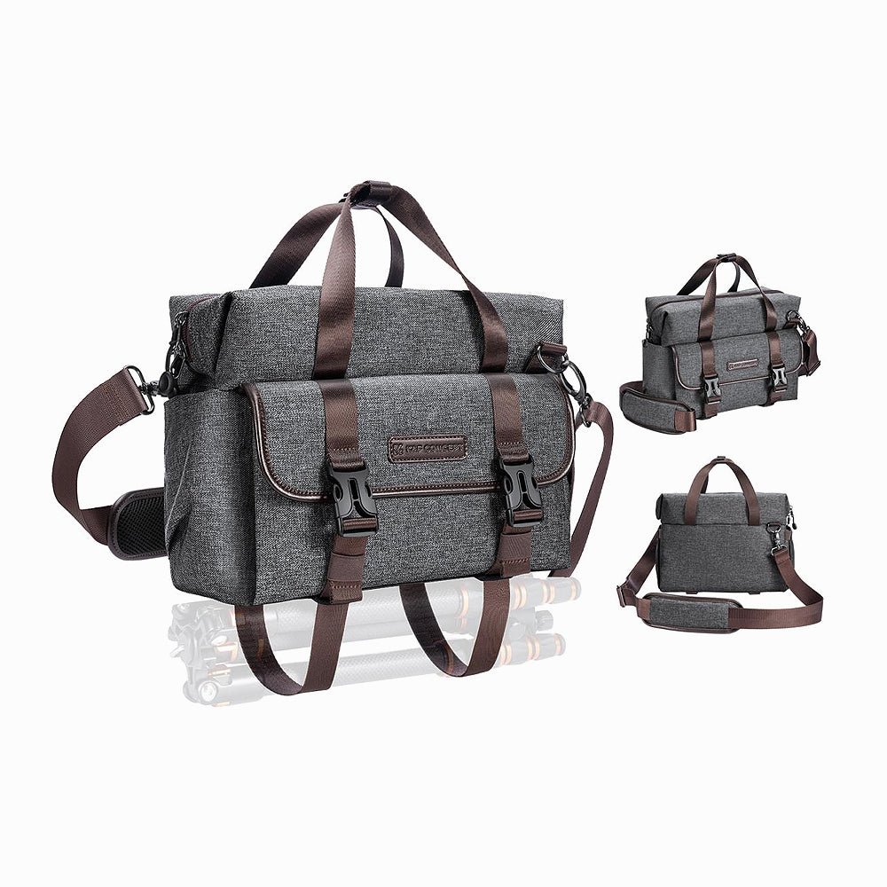 K&F Concept 8L Retro Camera Shoulder Crossbody Sling Bag with Tripod Holder & Enough Storage for Cameras, Lenses, Drones, Smartphones, Table