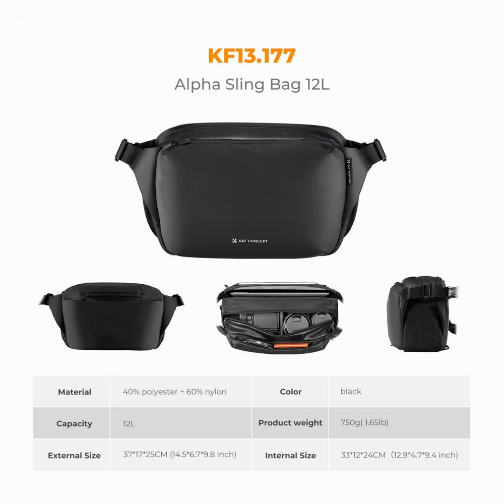 K&F Concept 2 in 1 Sling Bag 12L Everyday Shoulder Bag & Multifunction Photography Crossbody Camera DSLR Backpack Portable Bag (KF13.177) thumbnail 2