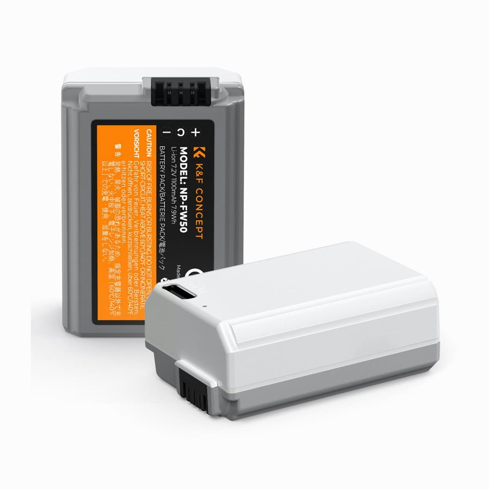 K&F Concept NP-FW50 1100mAh USB-C Batteries for Sony Cameras â 2-Pack-KF28.0026S1