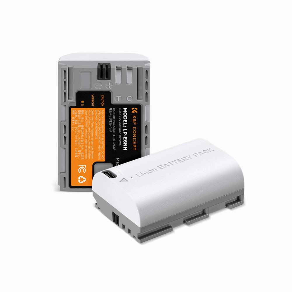 K&F Concept 2-Pack LP-E6NH Batteries with USB-C Fast Charging for Canon Cameras â 2600mAh-KF28.0033S1