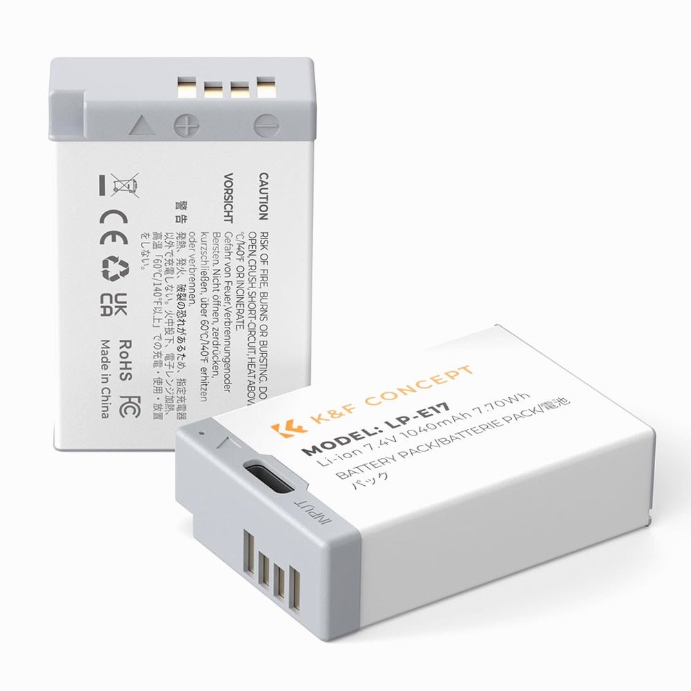 K&F Concept LP-E17 Battery with USB C Fast Charging for Canon EOS R10, R8, R50, Rebel T8i, T7i, T6i, T6s, SL2, SL3, EOS M3, M5, M6, EOS 200D