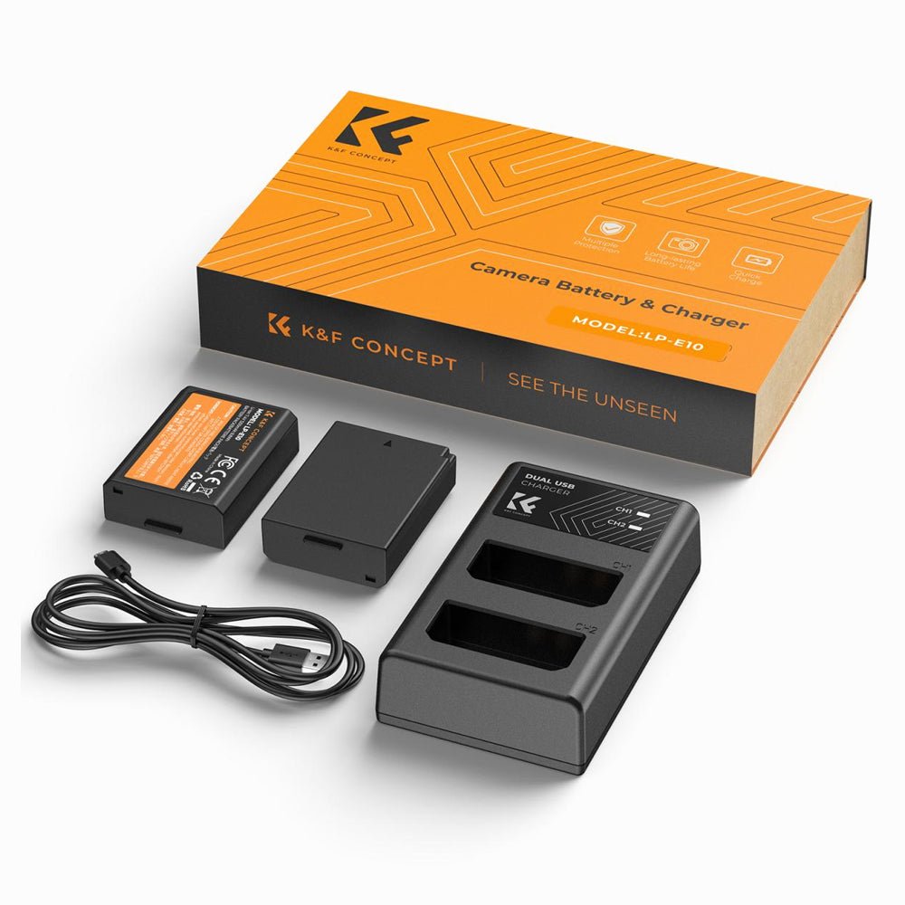 K&F Concept DB-110 2pcs (2-Pack) 1100mAh Battery + Dual Bay LCD Display Charger Set Kit with USB Type-C / Micro USB Port, Overall Charging P thumbnail 2