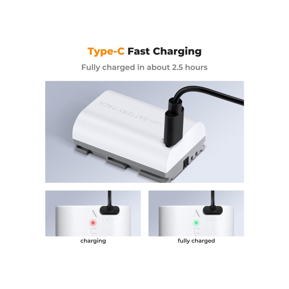 K&F Concept 2-Pack LP-E6NH Batteries with USB-C Fast Charging for Canon Cameras – 2600mAh-KF28.0033S1 thumbnail 2