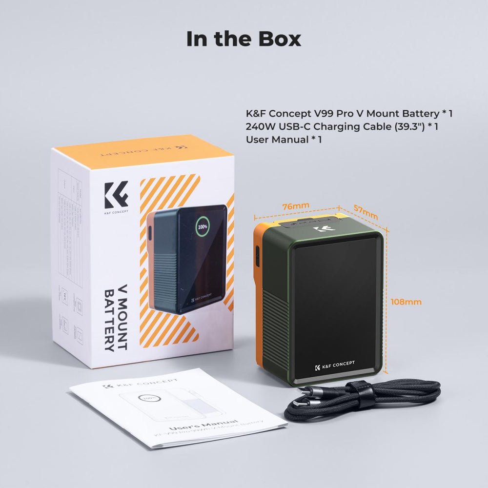 K&F Concept V Mount Battery 99Wh (14.8V/6700mAh) PD100W Mini V-Mount Battery with DC/D-Tap/Dual USB-C/USB-A/TFT Display for Camera Camcorder thumbnail 2