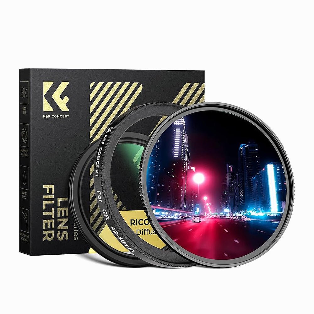 K&F Concept Black Diffusion 1/4 +MCUV Protection Filter +42-49mm Adapter Ring Kit for Ricoh GR IIIx GR IIIx HDF GR3x HDF GR III GR III HDF G