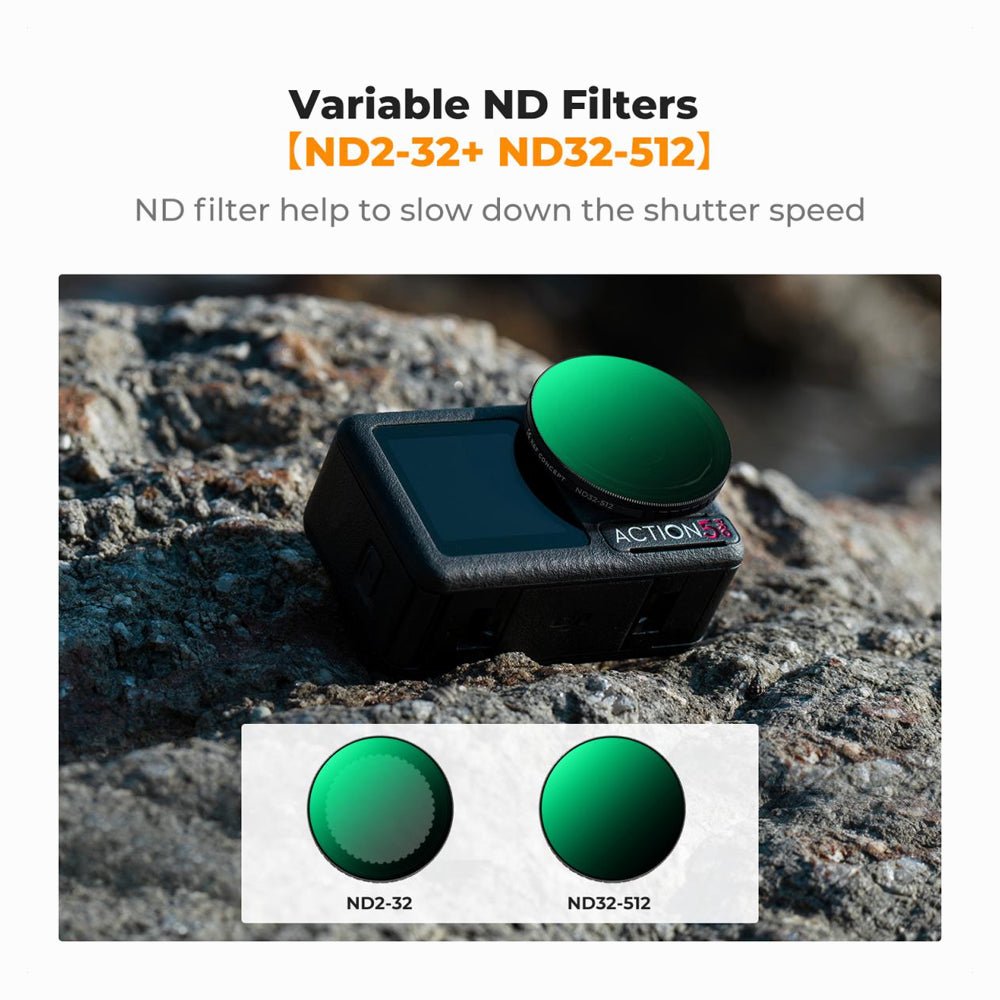 K&F Concept Variable ND2-32 & ND32-512 Filter Kit Compatible with DJI Osmo Action 5 Pro/Osmo Action 4/Osmo Action 3, (SKU.2359) thumbnail 2
