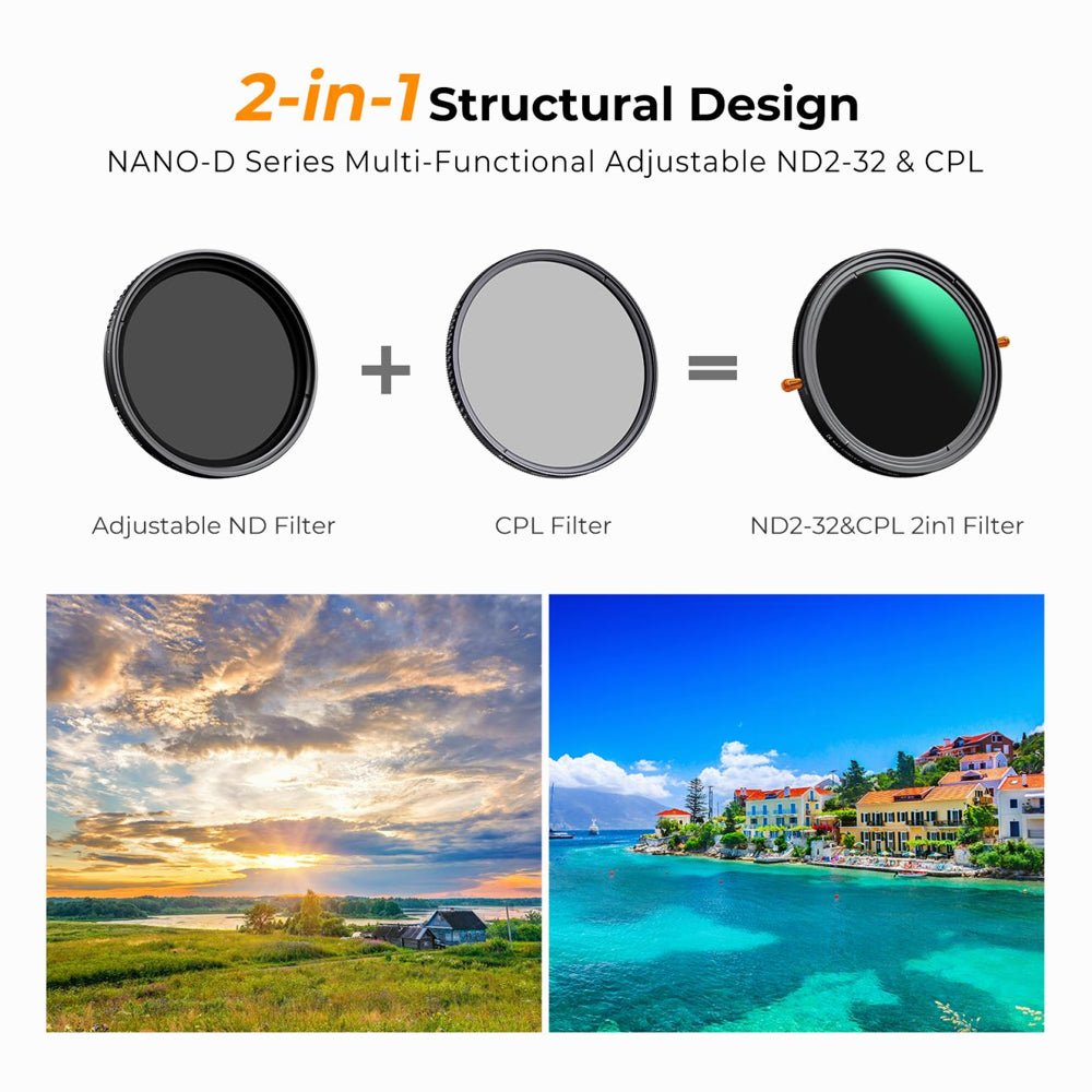 K&F Concept 67mm ND & CPL 2 in 1 Lens Filter, ND2-ND32 (1-5 Stop) Variable Neutral Density and Polarizer for Camera Lens Nano-Dazzle Series  thumbnail 2