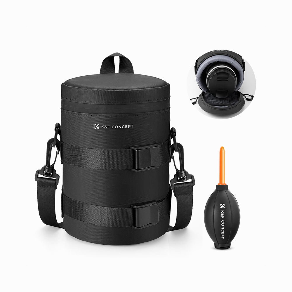 K&F Concept XL Camera Lens Pouch Case, Waterproof Zipper Lens Protective Bag, Camera Lens Carry Bag Fits Lenses Below 4.3x8.7 (KF13.203)