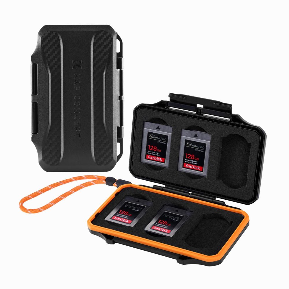 K&F Concept 6 Slots XQD Cfexpress Type-B Card Holder, Water-Resistant Memory Card Storage Carring Case, Shockproof Card Protection Box Organ